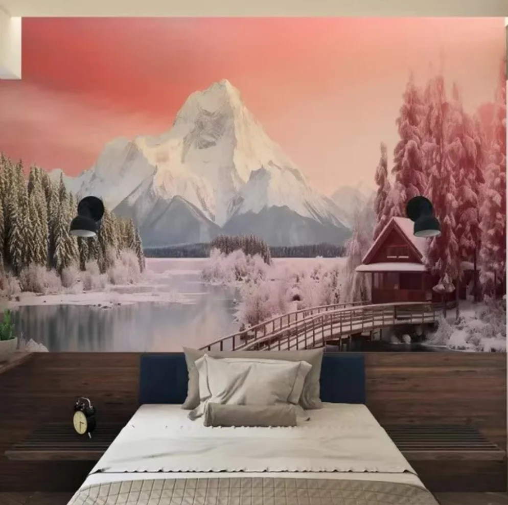 

Custom Photo Wallpaper 3D snow Mountain forest pattern Wall Decorative Painting Wallpapers For Living Room Bedroom Wall Mural