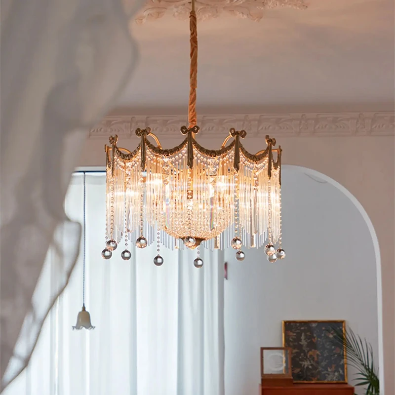 

Vintage French Bow Crystal Chandeliers, French Luxury Tassel Decorative Lamp, Dining Room Bedroom Lighting, Wall Sconces