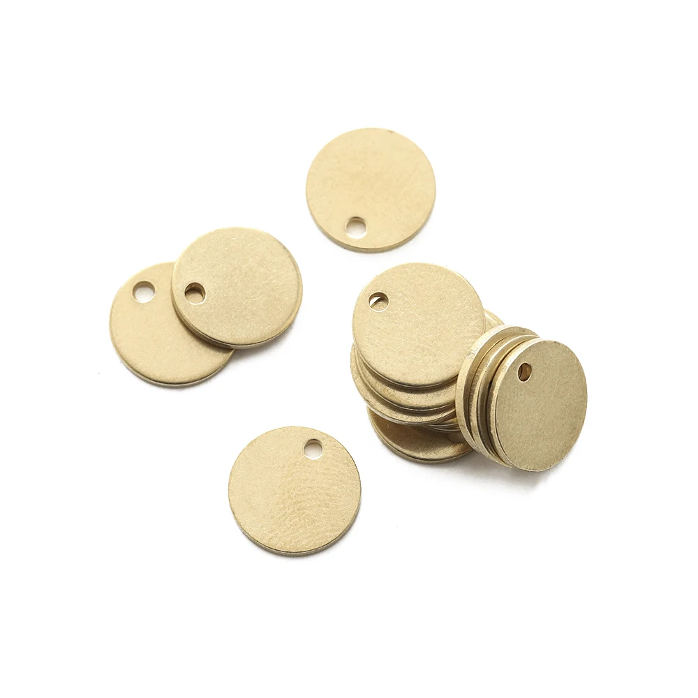 30Pcs Raw Brass Flat Round Charms 10mm Circle Blank Stamping Tag Pendant for Earrings Necklace Bracelet Jewelry Making Findings