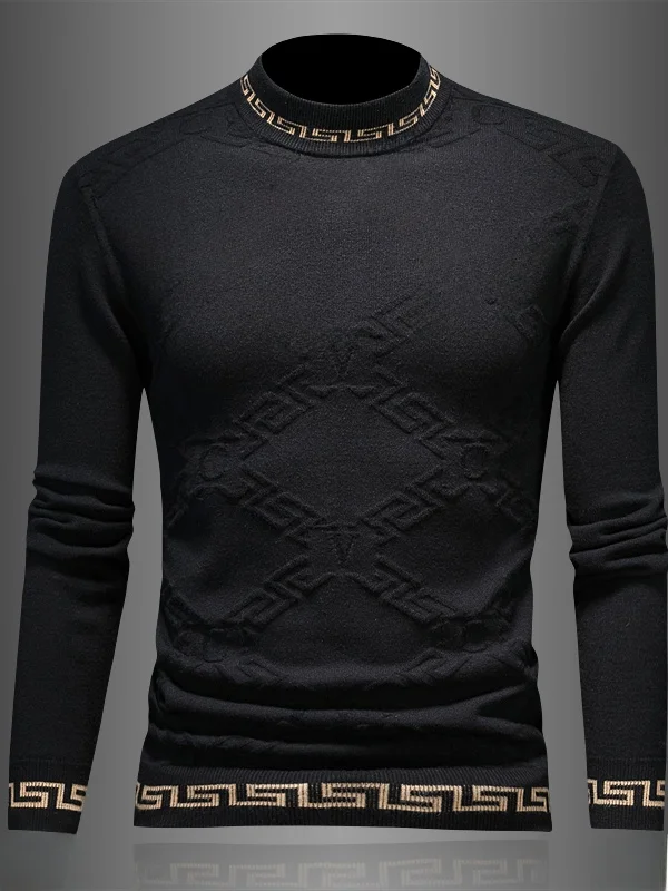 

Теплый вязаный шерстяной свитер с буквенным принтом и высоким воротником для мужчин, осенне-зимняя новинка, простой базовый топ