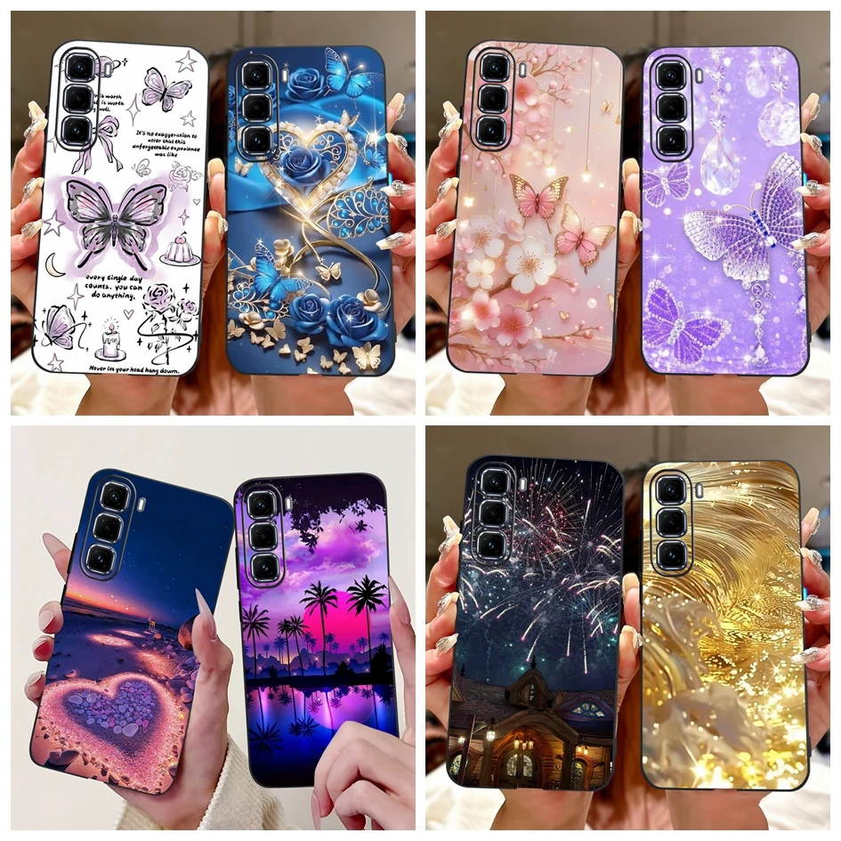Para Infinix Hot 50 Pro Plus Funda Hot 50 Pro + 4G 2024 Funda Popular mariposa flor Funda trasera de silicona suave para Hot50 Pro Funda