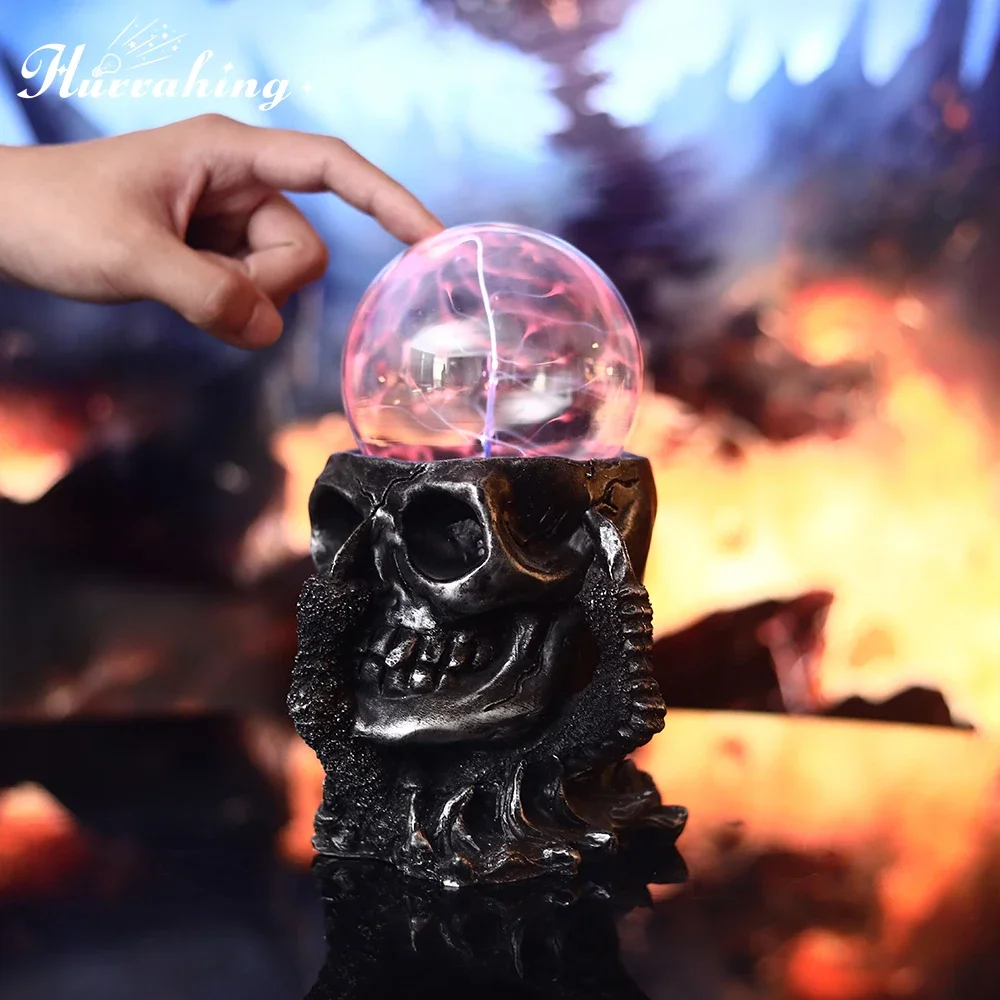 Tree Stump Skull Crystal Plasma 4-inch Magic Lightning Ball Touch-sensitive Scientific Enlightenment Cool Interior Decoration