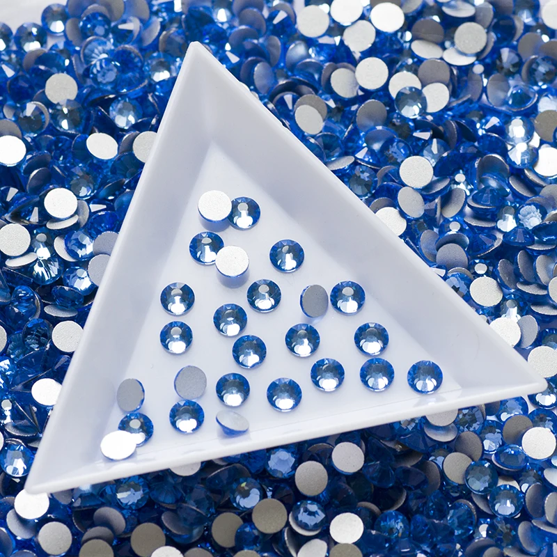 Crystal AB Siam Blue Nail Art Strasssteine, flache Rückseite, glänzende Glas-Nagelsteine, Edelsteine für 3D-Nägel, DIY-Maniküre-Dekorationen – Detail 8