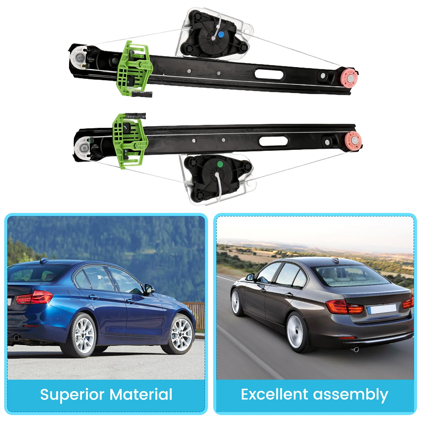 Excellent-1Pair Rear Power Window Regulator Without Motor Replacement For BMW E90 E91 323I 325I 328I 330I 335I M3 51357140590