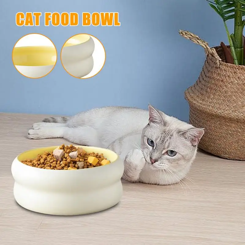 

Cat Food Bowl Ceramic Water Bowl For Cats Kitten Feeding Dish Microwave Safe Dish For Veterinary Pet Puppy Travel Household