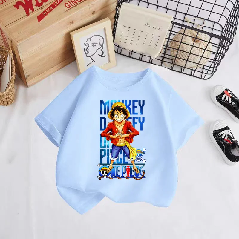 

3-12 Years kids New One Pieces Tshirt Kids Fans Gift Clothing Girls Tshirt Baby Boys Luffy T-shirt Summer t Short Sleeve