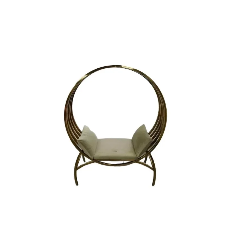 Sofa chair, stainless steel single sofa, gold chair with high backrest