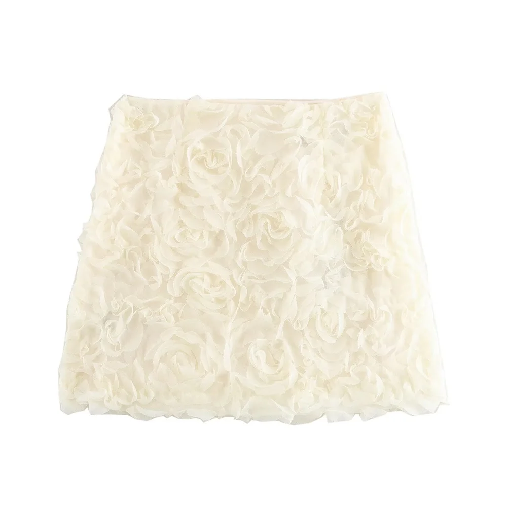 Minifalda versátil con textura en forma de flor para mujer, ropa de estilo europeo y americano, temperamento de moda, Otoño, 2024