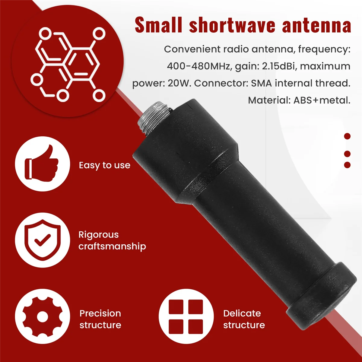 켄우드 워키토키용 미니 짧은 안테나 SMA-F UHF400-480MHz, 바오펑 UV5R 888S 핸드헬드 휴대용 cb무전기 J6166AF, 2 개