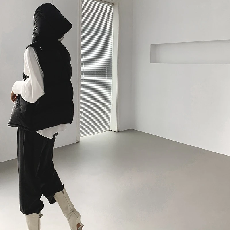 الراقية 90 بطة بيضاء أسفل مقنعين أسفل سترة المرأة 2025 الخريف والشتاء موضة جيب كبير