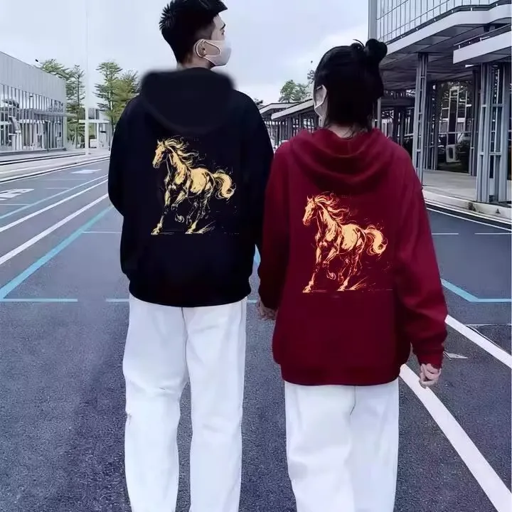 

Парные толстовки большого размера из утолщенного флиса и хлопка, осенне-зимняя повседневная одежда, антибактериальная, самонагревающаяся.