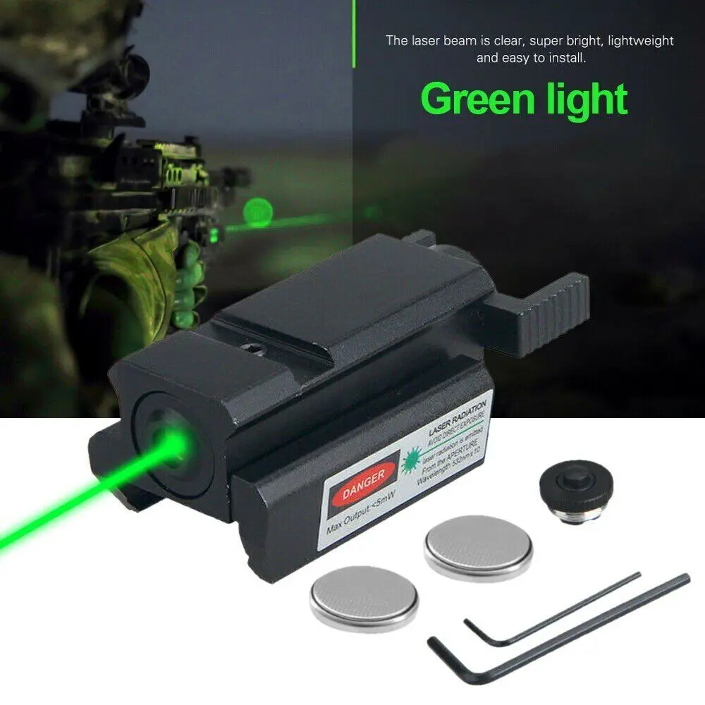 Green Dot Laser Sight para Pistol Gun, 20mm, Rail Mount, perfil baixo, Picatinny, 2pcs