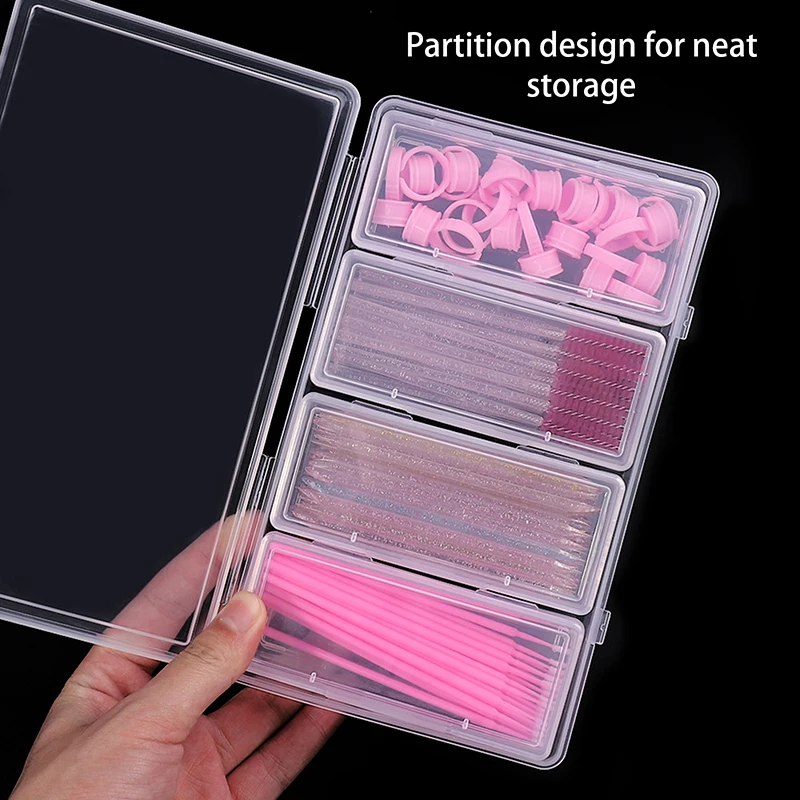 Transparent Independent 4 Grid Eyelash Extension Tool Storage Glue Tweezer Holder Makeup Organizer  Acrylic Transparent Box