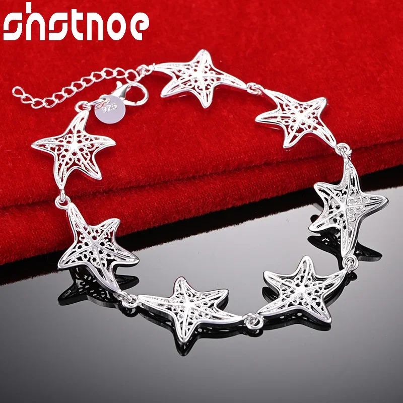 

SHSTONE 925 Sterling Silver Bracelets All Starfish Chain Bracelet Women Party Wedding High Quality Fashion Jewelry Gifts