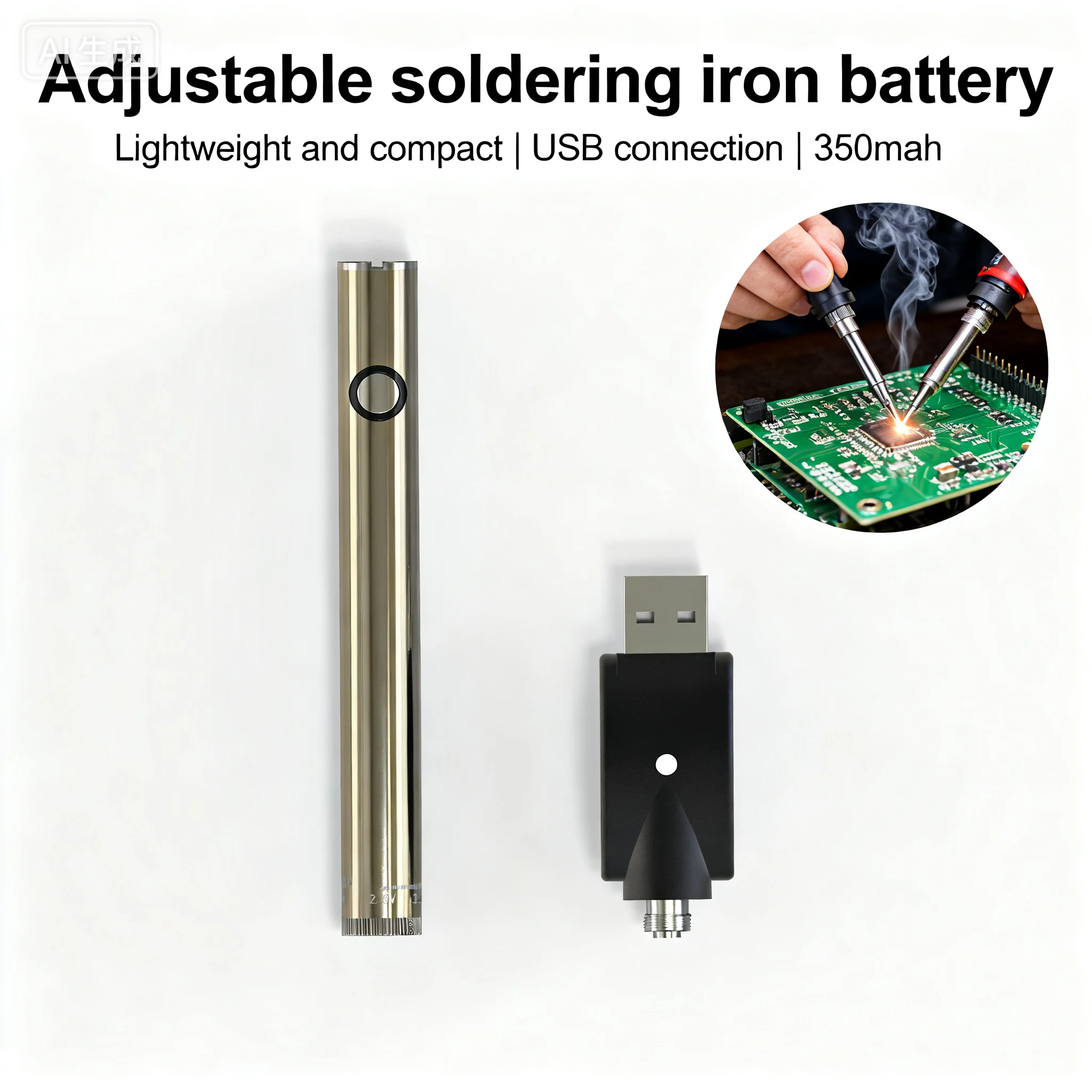 1pcs, Portable Adjustable Voltage Battery, DIY Soldering Iron, 380mAh, 11.2mm 510 Thread Battery, Repair Tool, Heating Pen