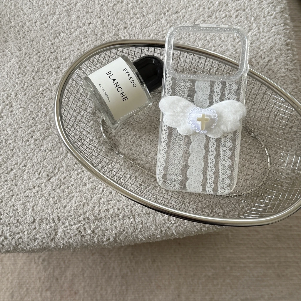 بسيط الأبيض الدانتيل حافة مجسمة الحب بريق إطار صور صدمة برهان غطاء الهاتف القضية آيفون 17 16 15 14 برو ماكس