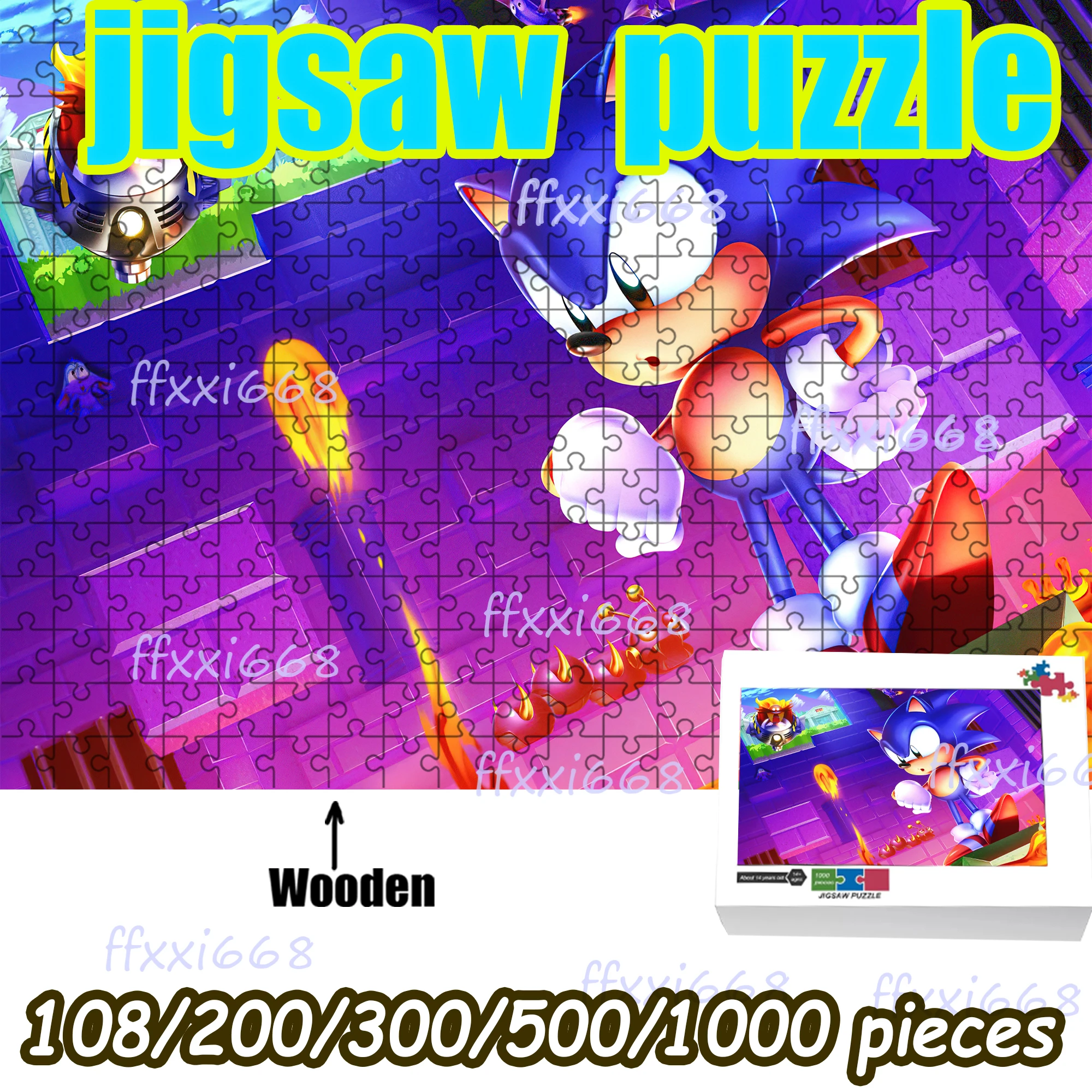 

Деревянный пазл Sonic, 108/200/300/500/1000 элементов, подарок для снятия стресса для взрослых фанатов, высокое качество