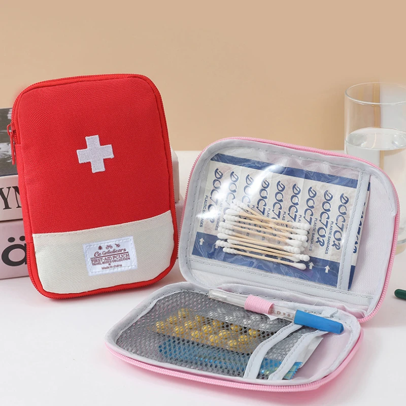 

Mini Portable First Aid Kit Small Medical Storage Box Essential for Home Travel Outdoor - Medicine Organizer