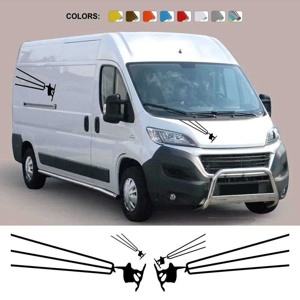 

Наклейки на фургон для Fiat Ducato Maxi III 8 35: виниловые декоративные наклейки на капот, заднюю дверь, боковые части автомобиля, графика, тюнинг-аксессуары.