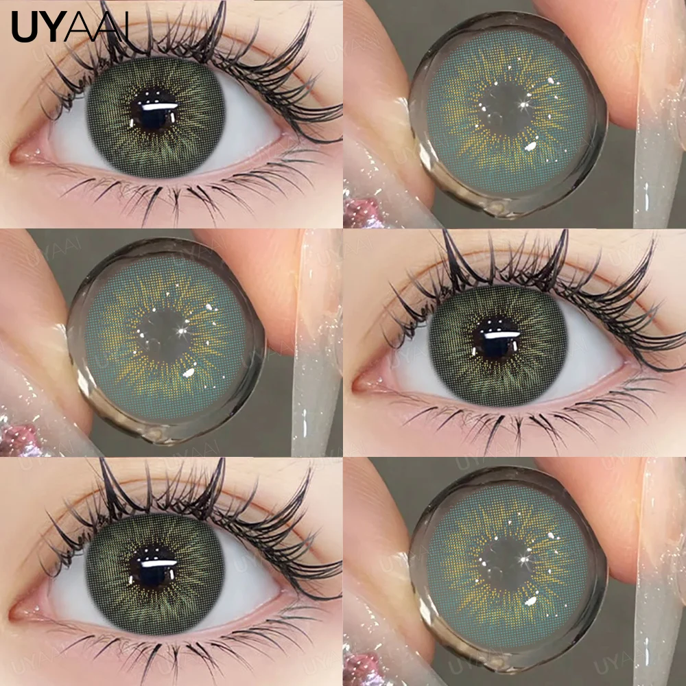 UYAAI-Lentilles de Contact Colorées pour Pupilles, Bleu, Vert, Marron, Naturel, Gris, Grands Yeux, Haute Qualité