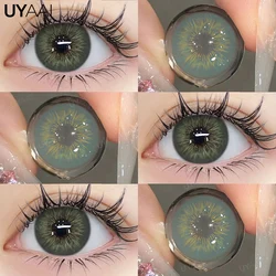 UYAAI-lentes de contato coloridas para olhos, alunos azuis, verde, alta qualidade, marrom, lente natural, cinza, lentes grandes