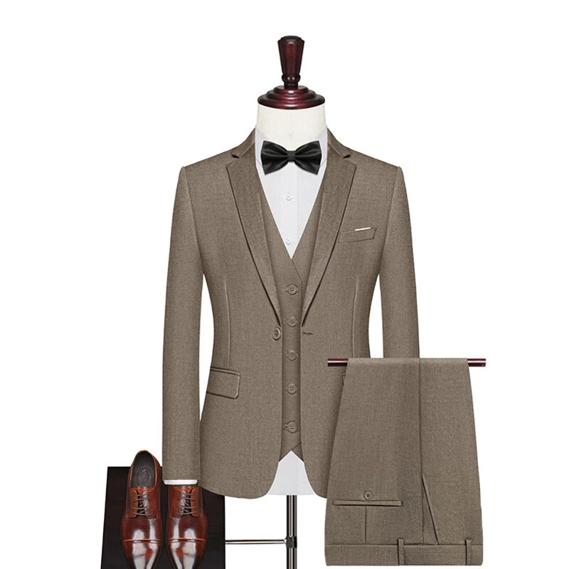 

S-8XL Suit (Blazer+Vest+Trousers) Men's Fashionable Business Gentleman Formal Wear, Professional Wedding Best Man High-end Suit