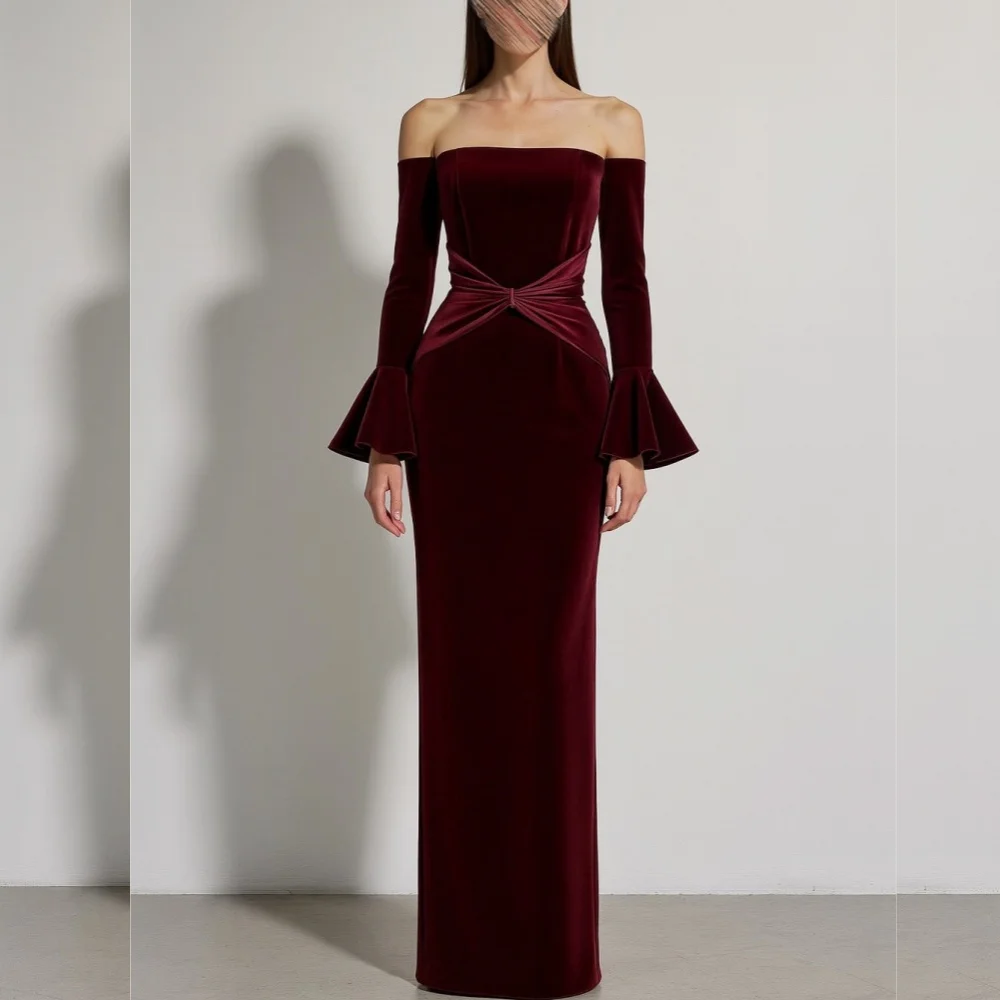 

Customized Criss-Cross Pleat Off-the-shoulder Straight Floor-length Bespoke Occasion Dress Charming Formal Evening