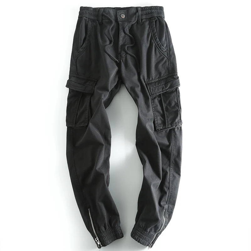 

Men's Casual Work Pants Slim Fit Multiple kets Waed out Pure Color Long Trousers Tourist Scenarios Spring Autumn Wear