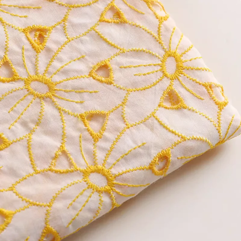 

Cotton Polyester Embroidery Yellow Fabric Tablecloth Dress Shirt Headscarf Scarf Jacket Accessories