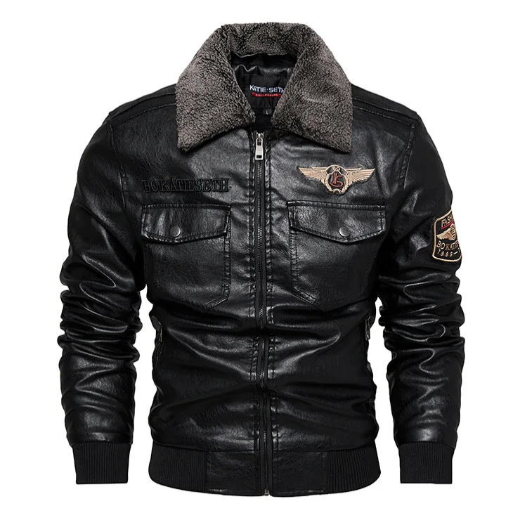 New leather jacket for men in autumn and winter, fashionable and trendy motorcycle PU stand collar jacket