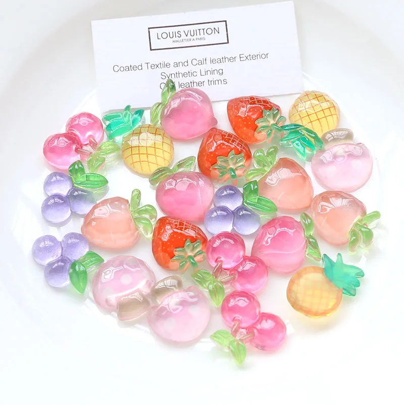 1pcs Diy Summer Net Red Peach Cherry Grape Pineapple Carrot Resin Patch Earrings Hairpin Hair Accessories Charms
