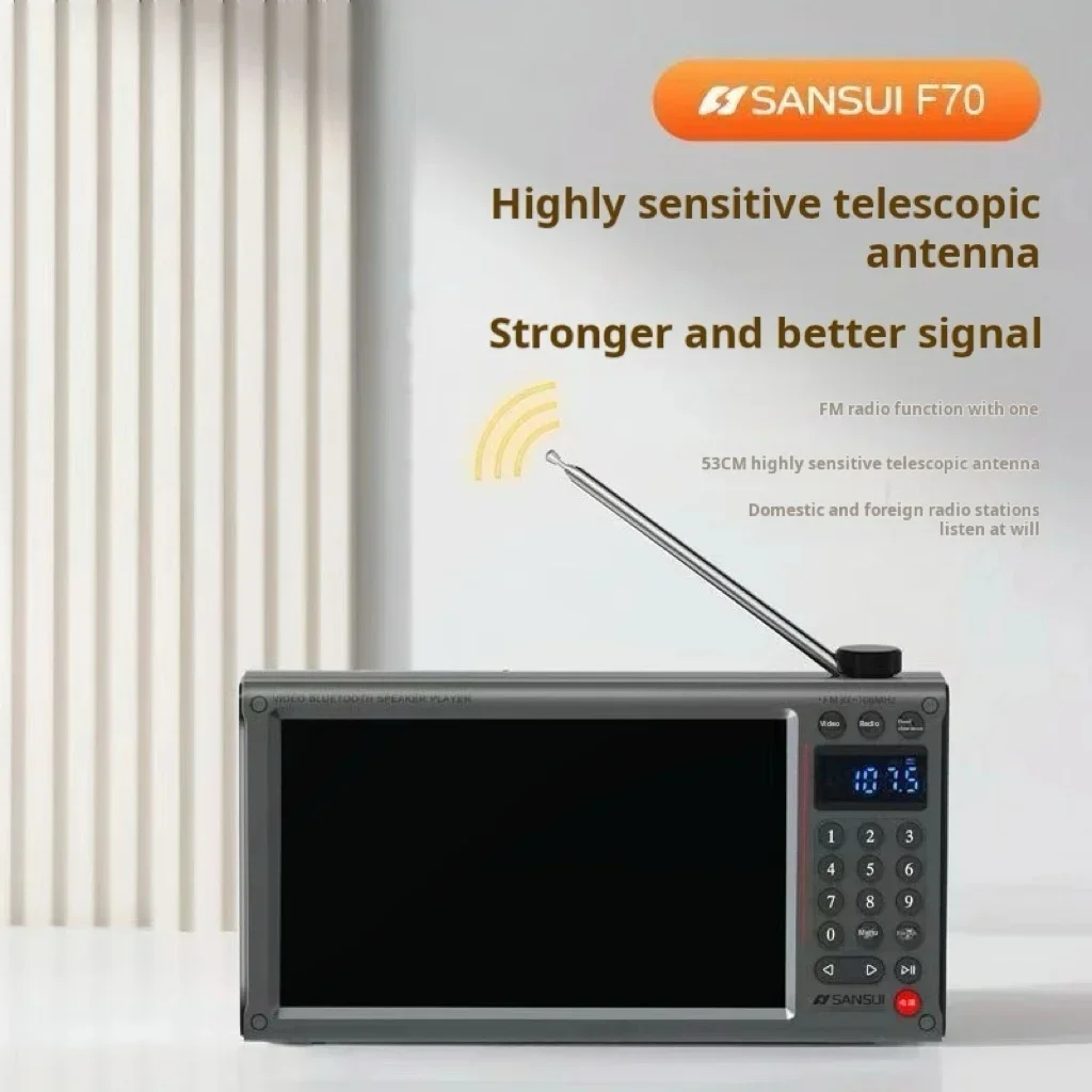 SANSUI F70/F69 HD LED عرض راديو محمول راديو FM سماعة لاسلكية تعمل بالبلوتوث المتكلم MP4 مشغل موسيقى فيديو الكتاب الإلكتروني TF فتحة للبطاقات #4