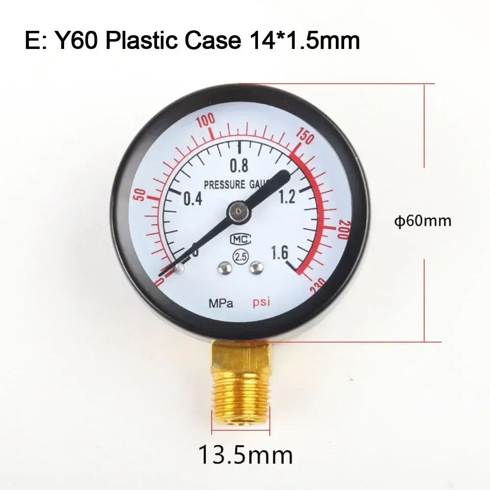 Y60 0-1.6Mpa 0-230PSI Pool Filter Water Pressure Manometre Pression Pressure Gauge Meter Manometer Pool Gauge