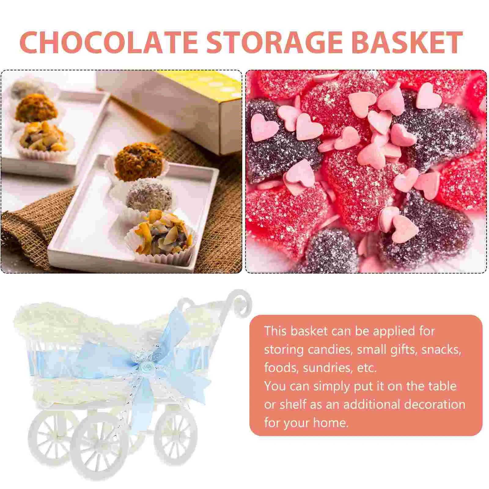 Simulated Rattan Cart Chocolate Storage Organizer Personalized Basket Serving Dried Fruit Toys for Babies