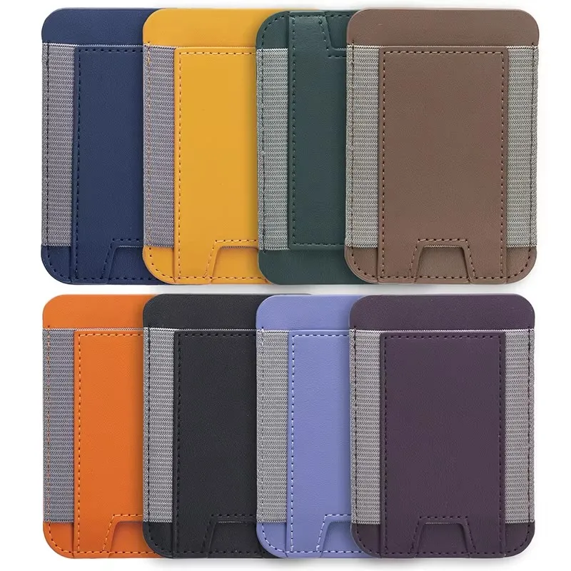 

High-end Leather Card Wallet Magnetic Elastic Expansion Band Card Holder for iPhone 14 13 12 Magsafe Samsung S21 S22 S23 HUAWEI