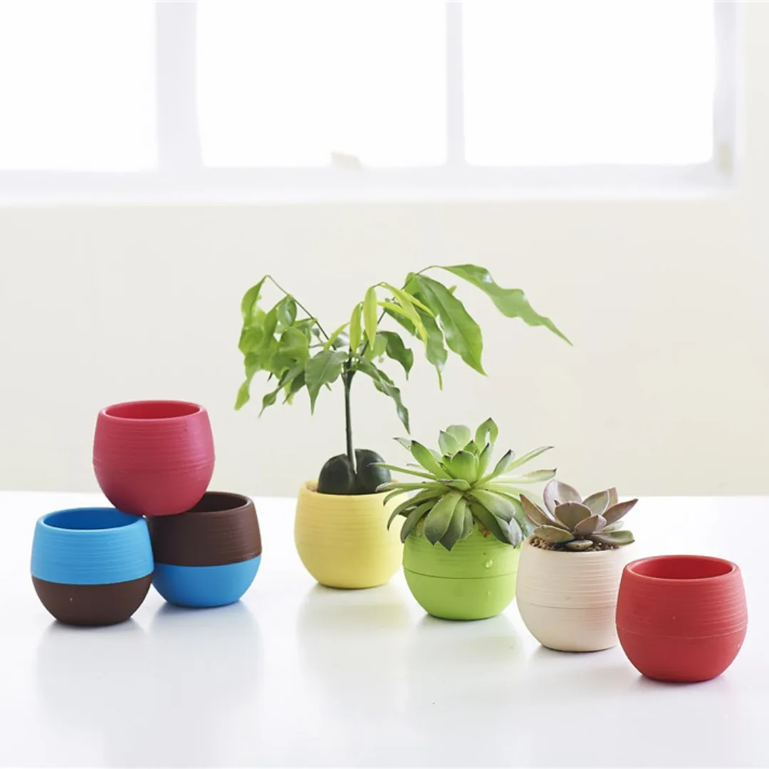 Gardening Mini Plastic Flower Pots  Nursery Pots, Home Office Decor Plants Pots Lazy Storage Pot Bonsai Planter  3 Sizes