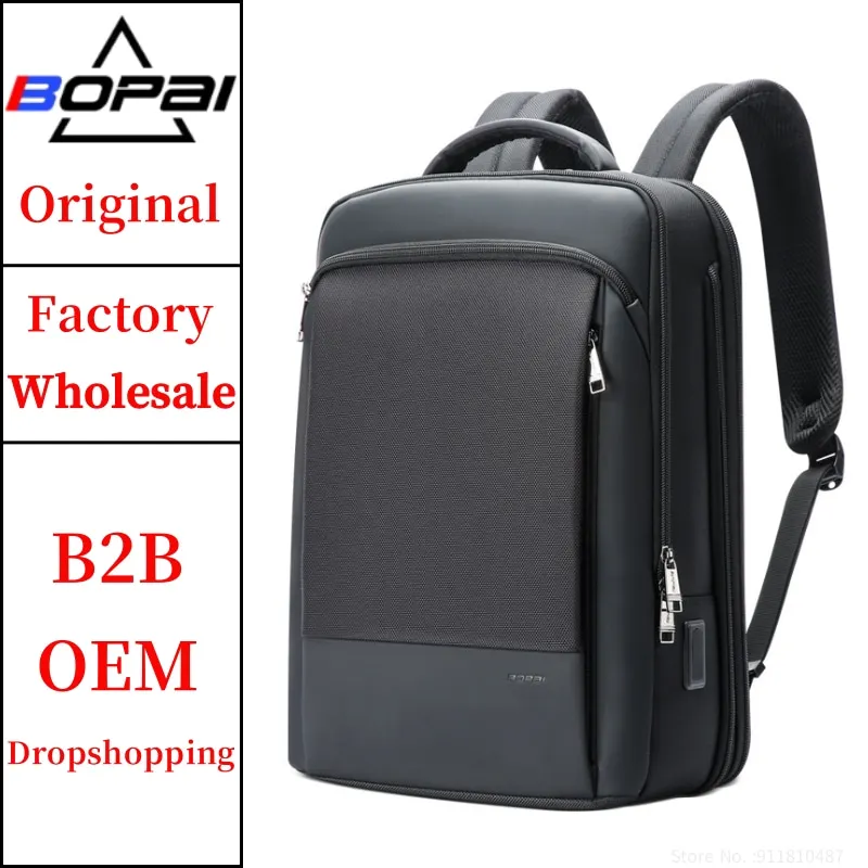 BOPAI Wholesale Large Expandable Computer Office Men Anti Theft Multifunction 15.6 Inch Laptop Travel Business Usb Charging Back