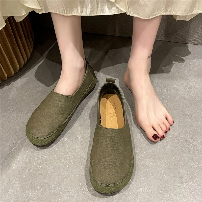 2024 Spring Autumn Round Toe Soft Pu Leather Flats Shoes Women Moccasins Shoes Comfort Patchwork Solid Slip on Casual Loafers