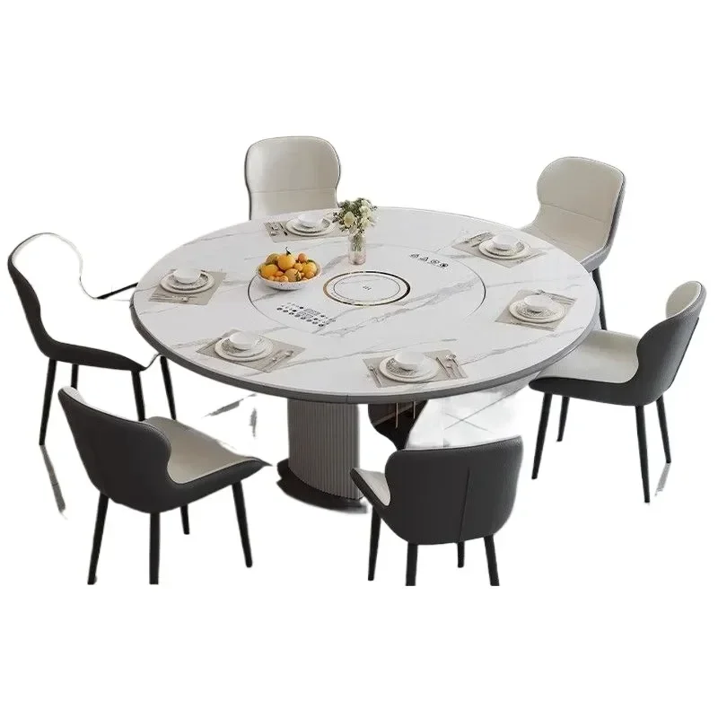 for Slate Smart Dining Table Small Apartment Voice Control Warming Board Embedded Turntable Induction Cooker Integrated High