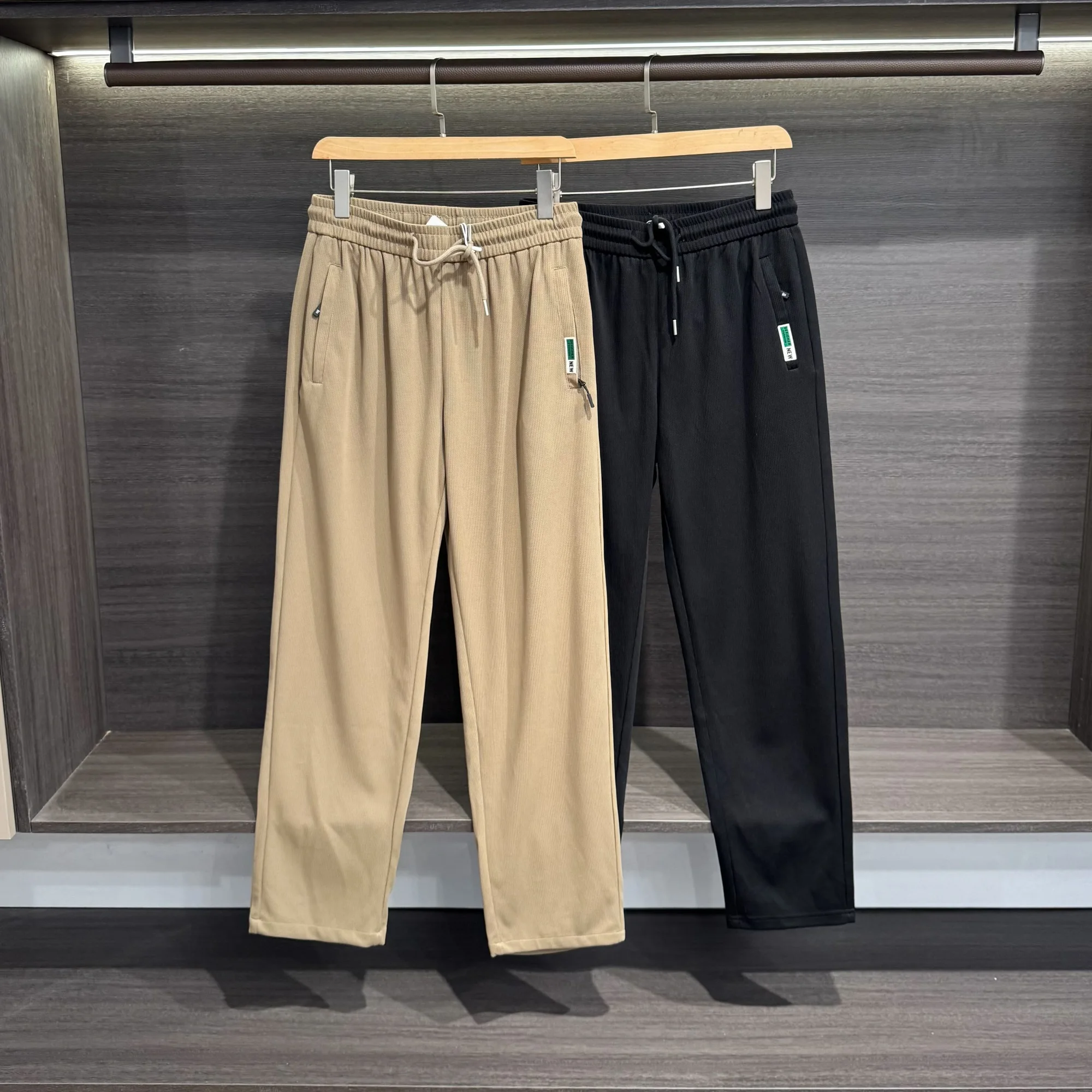 

Мужские повседневные брюки Trade King с прямыми штанинами, Новое поступление, высокая драпировка, эластичная талия, удобная смесь полиэстера и спандекса