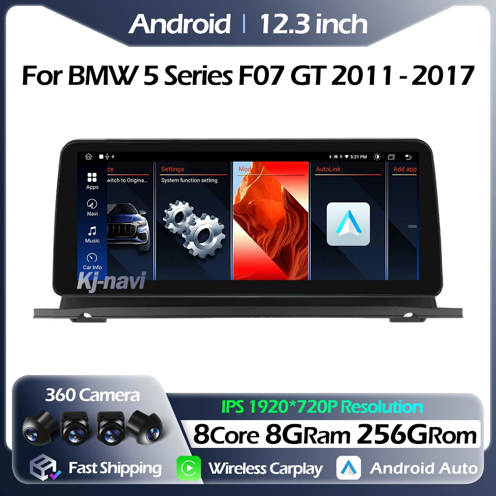 

Android 14 для BMW 5 серии F07 GT 2011-2017 CIC NBT Система Carplay Android Auto 4G Сеть 5GWifi GPS Стерео Мультимедийный плеер