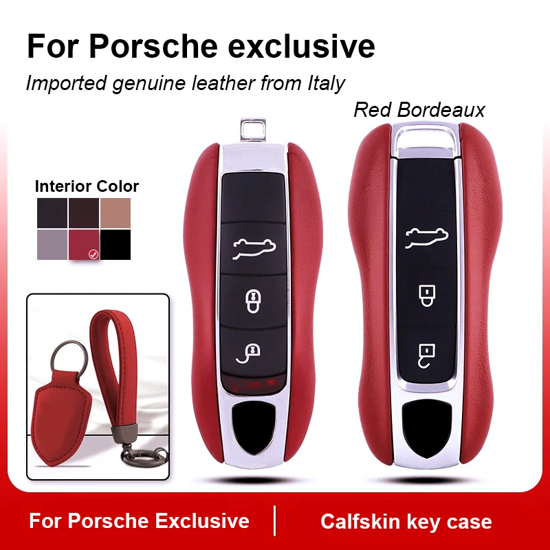 

For Porsche Boxster Cayman 911 Panamera Cayenne Macan Leather Fob Remote Keys Case Key Cover Key Shell Replace
