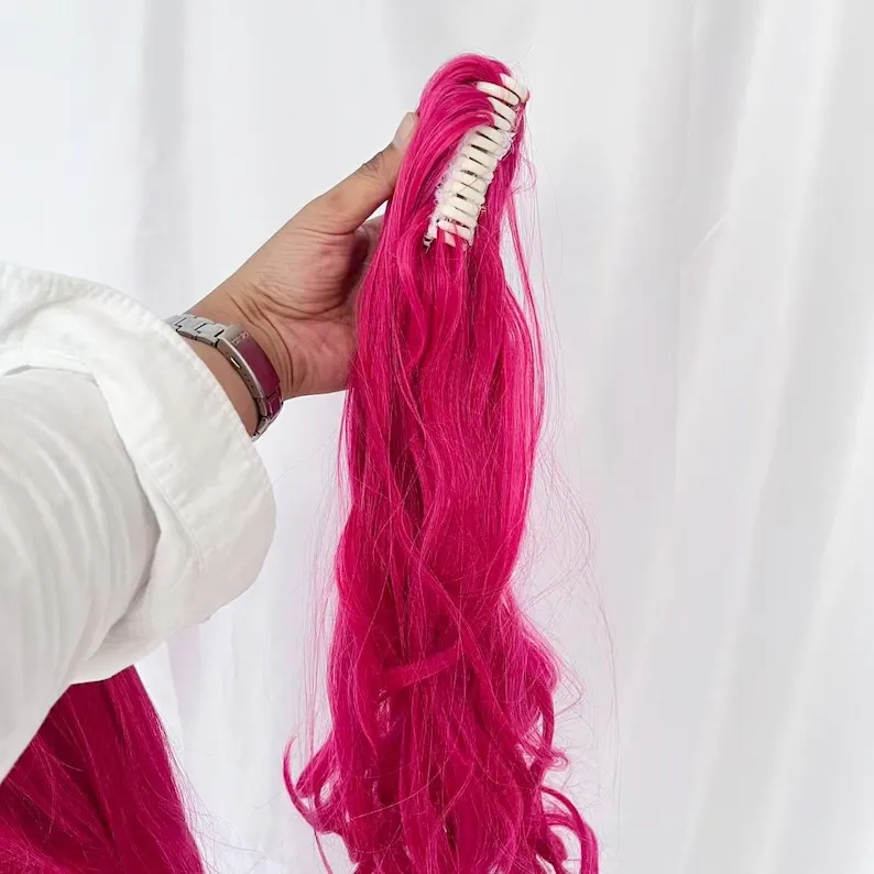 Party Comic Con and Performances Pinkie Pie Cosplay Wig Long Curly Red Pink Ponytail Costume Wig