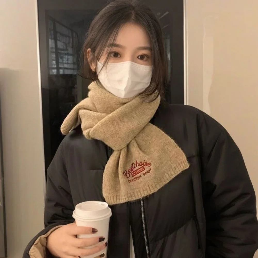 

Wool Knitting Scarf Thick Knitted Solid Color Scarf Korean Thickened Scarf Stylish For Daily Wear Cold Weather Gifts