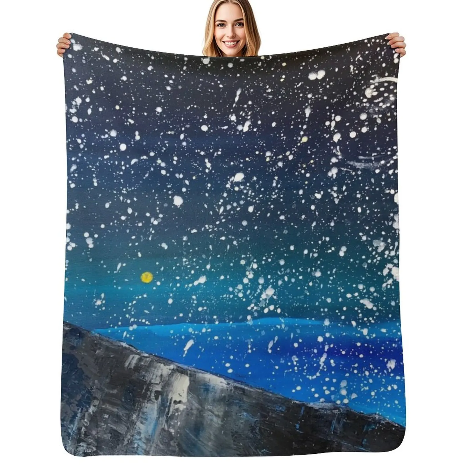 Moon Rising as an orange dot in the Great Sand Dunes National Park, USA travel Throw Blanket funny gift For Sofa Thin Blankets