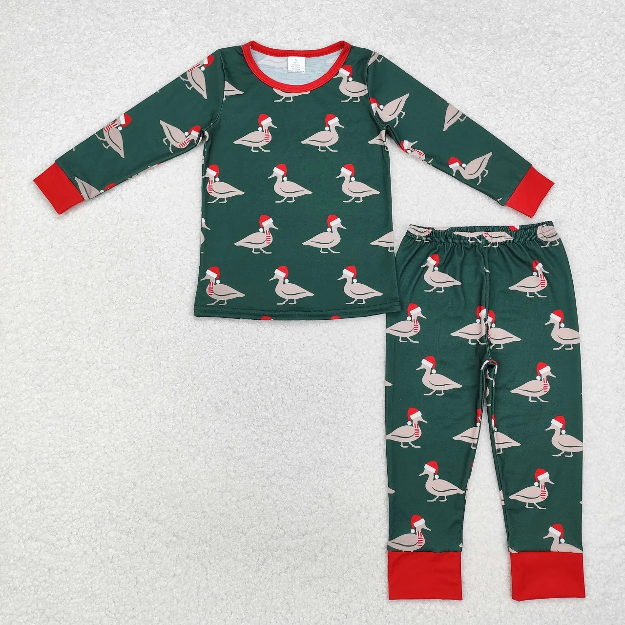 Wholesale Children Christmas Set Nightwear Toddler Kids Long Sleeves Shirt Duck Pants Sleepwear Baby Boy Green Pajamas Outfit