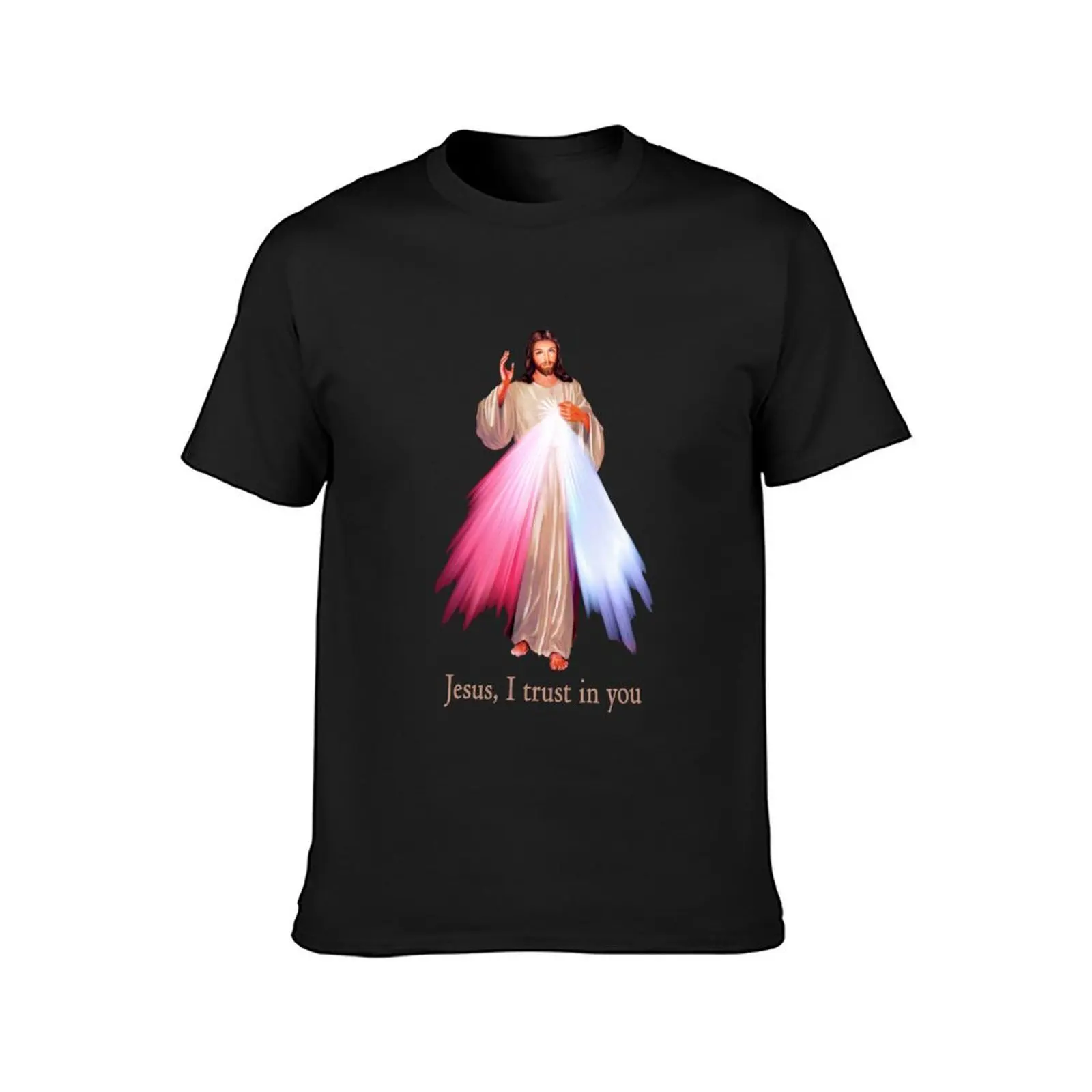 Jesus I trust you Divine Mercy Image (transparent background design) T-Shirt cute tops customs Men's cotton t-shirt