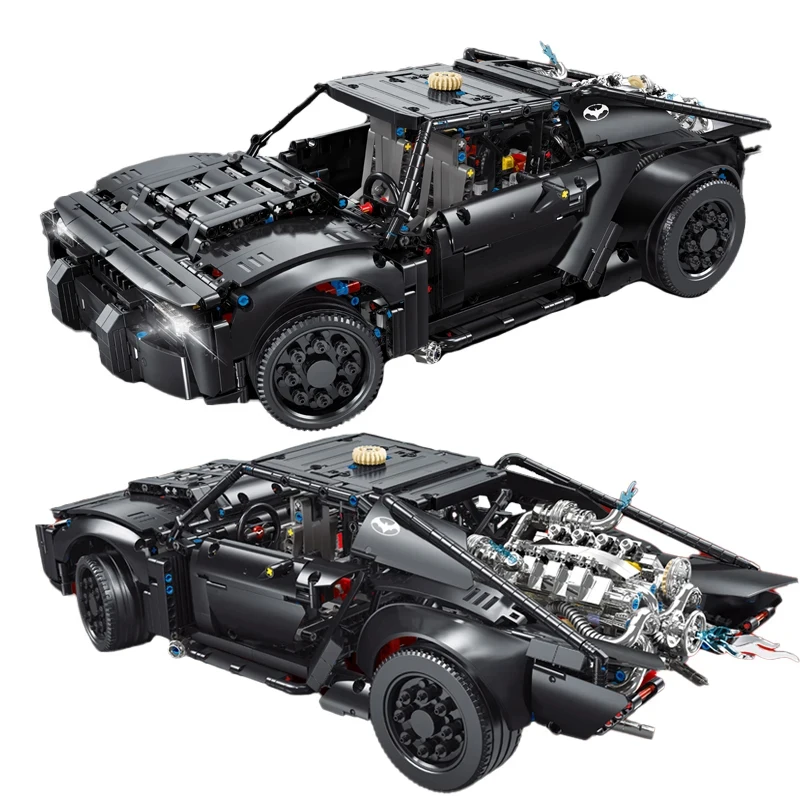 

1828PCS Bat Car Building Blocks Technology Supercar Car Model Bricks Set With Light Kids DIY Educational Toys Desktop Deco Gifts