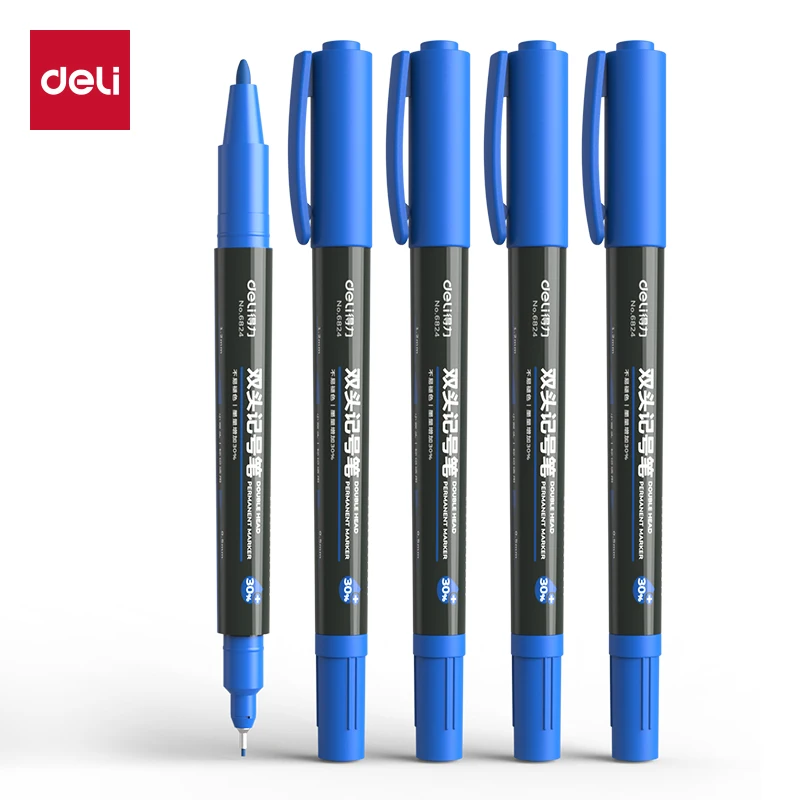 

Набор двусторонних маркеров на масляной основе Deli для студентов, тонкий/толстый художественный контурный инструмент для маркировки компакт-дисков, 12 шт. в коробке