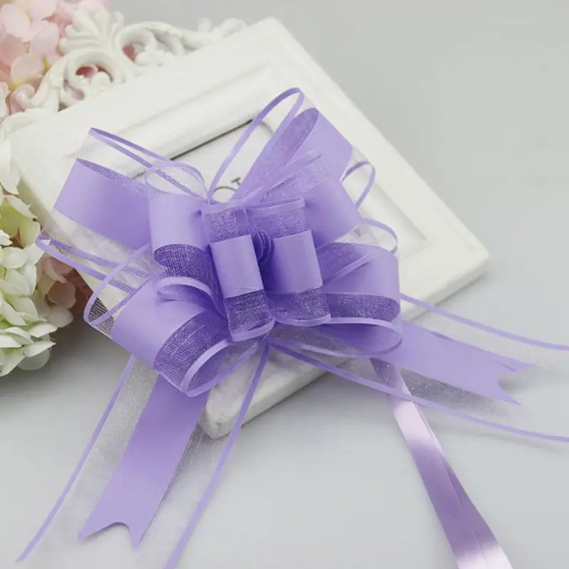 10 pz/set grande Organza Pull Ribbon String 6 pollici fiocchi regalo per matrimonio Pull Flower festa di compleanno regali di natale decorazione